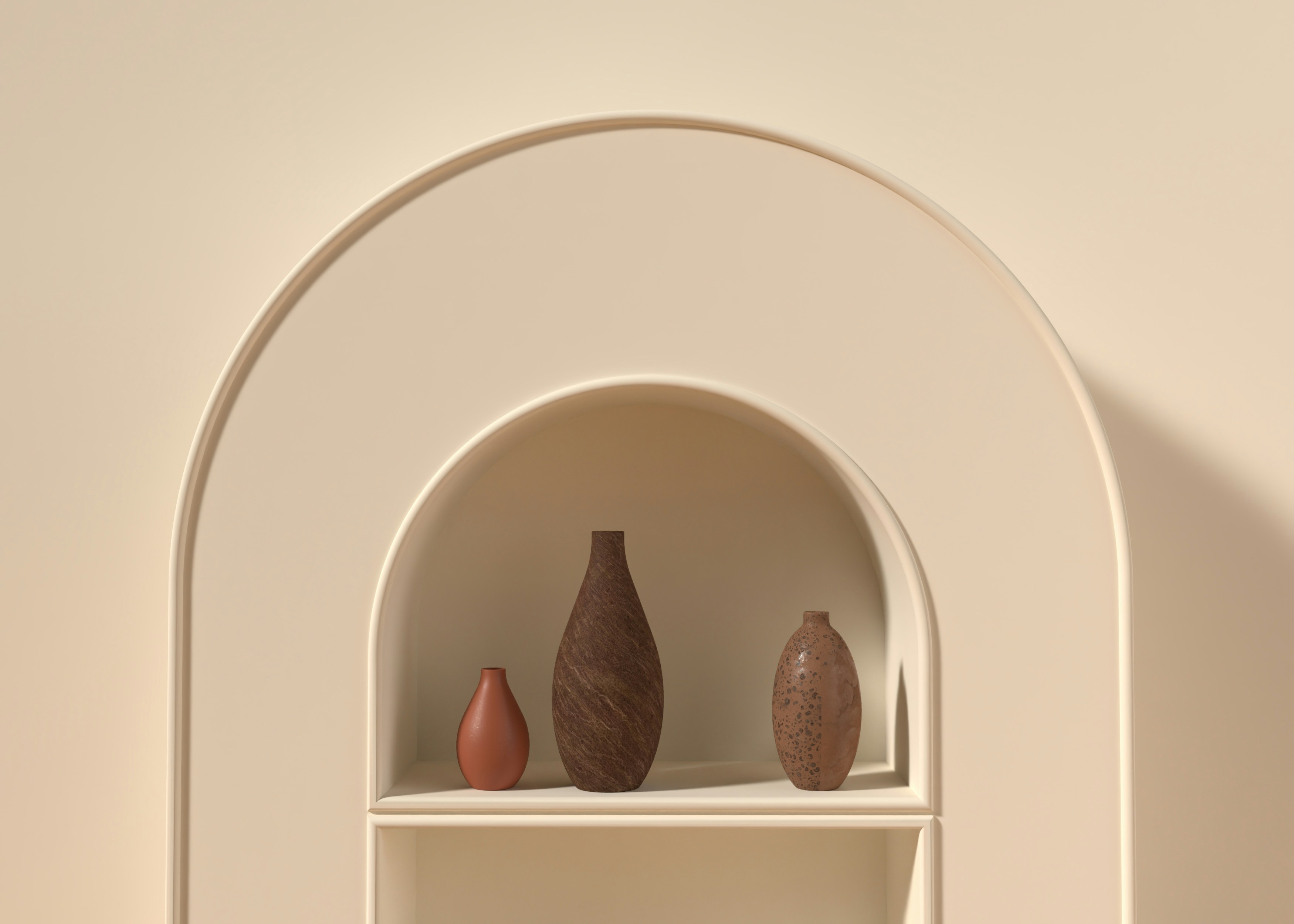 a white shelf with objects on it
