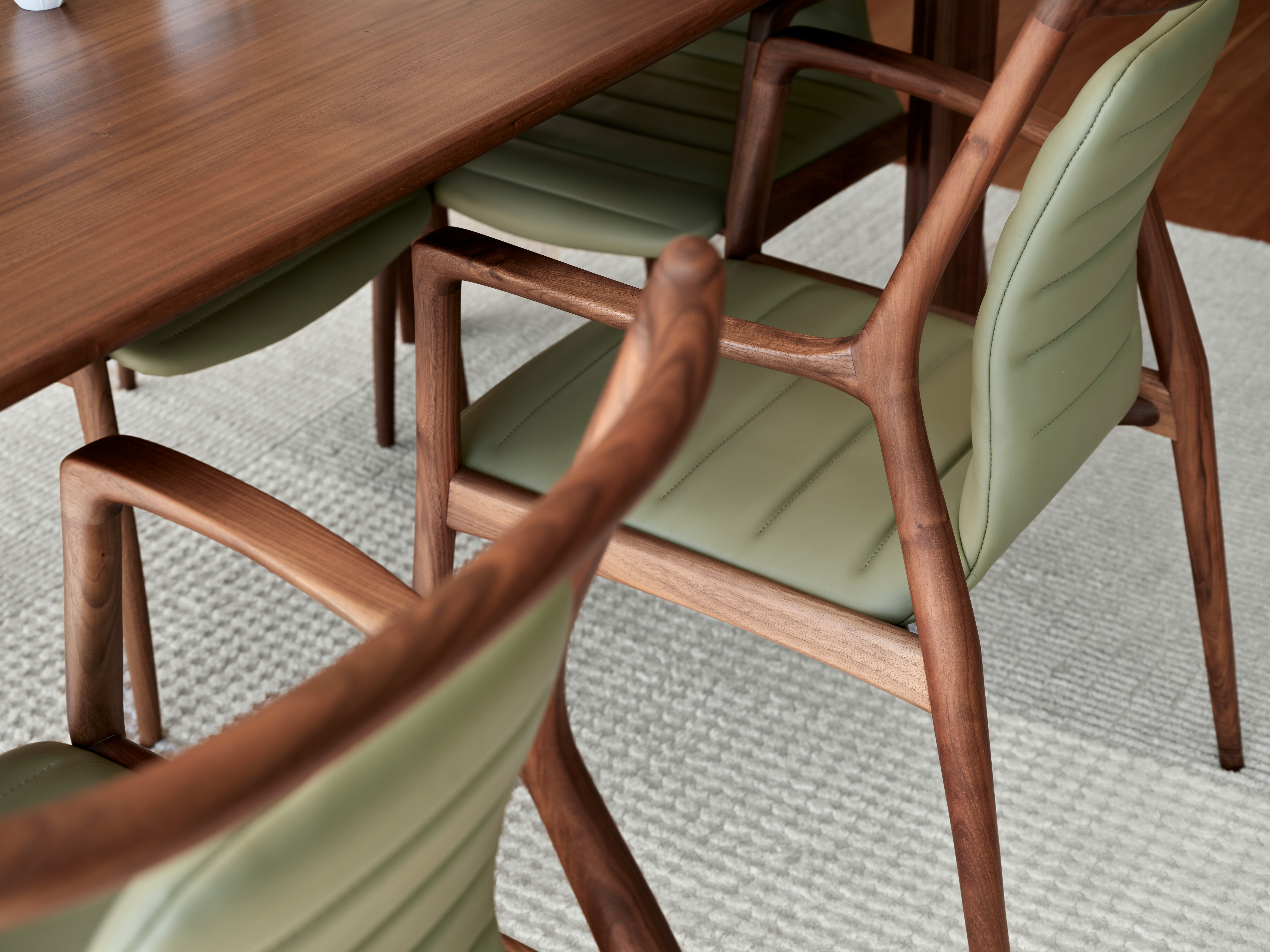 2 wooden green chair